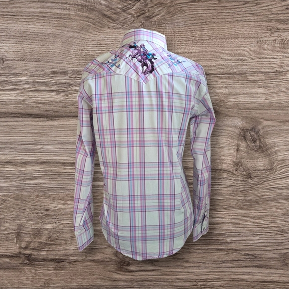 Cowgirl Hardware Kids Plaid Button Down Shirt with Embroidery Size XL - Picture 1 of 8